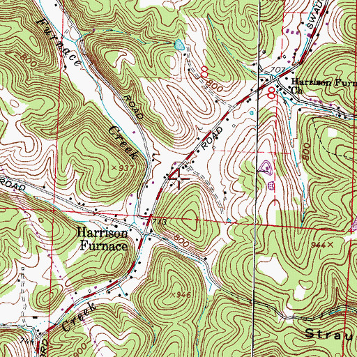 Topographic Map of Harrison Furnace Cemetery, OH