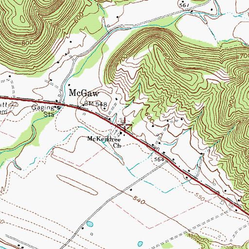 Topographic Map of McKendree Cemetery, OH