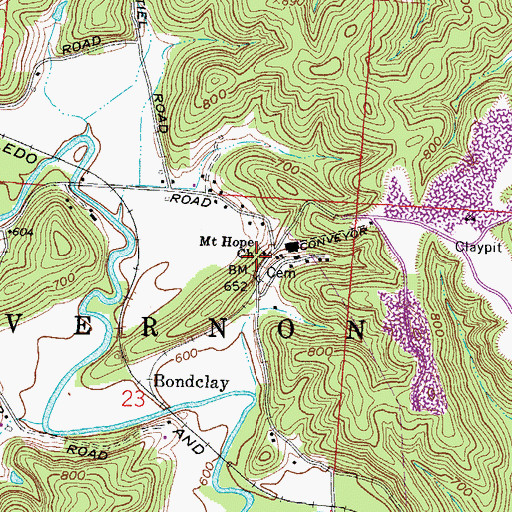 Topographic Map of Mount Hope Cemetery, OH
