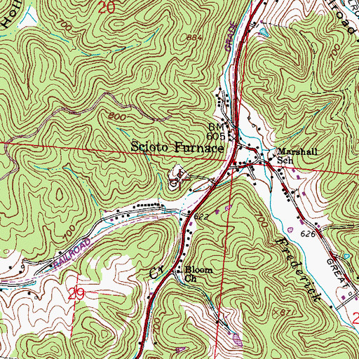 Topographic Map of Scioto Furnace Cemetery, OH