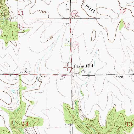 Topographic Map of Farm Hill Catholic Cemetery, WI