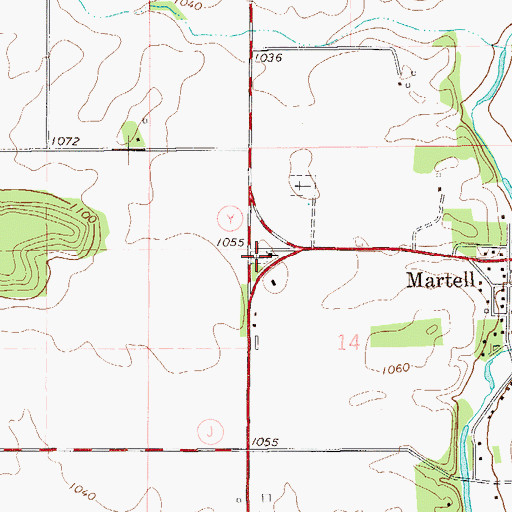 Topographic Map of Martell Methodist Cemetery, WI