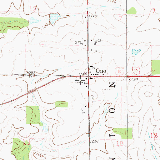 Topographic Map of Ono Methodist Cemetery, WI