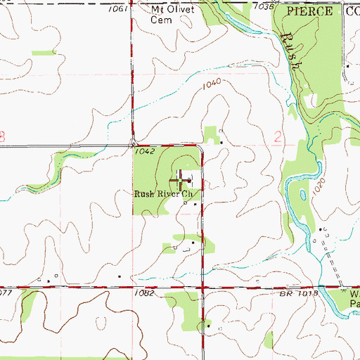 Topographic Map of Rush River Lutheran Cemetery, WI