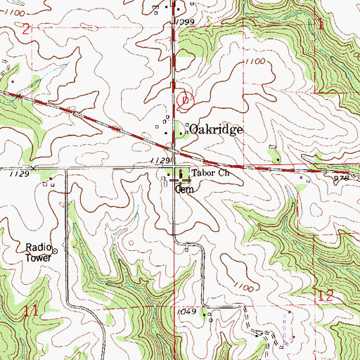 Topographic Map of Tabor Cemetery, WI