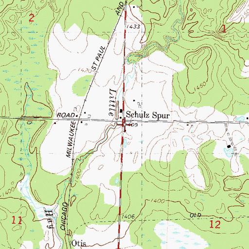 Topographic Map of Schultz Spur School (historical), WI