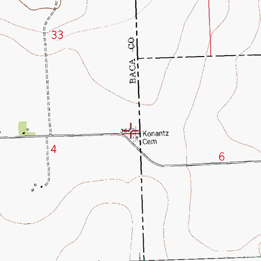 Topographic Map of Konantz Cemetery, CO