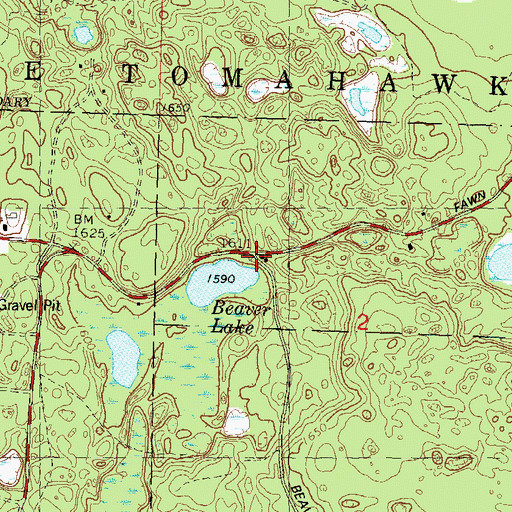 Topographic Map of Beaver Lake School (historical), WI