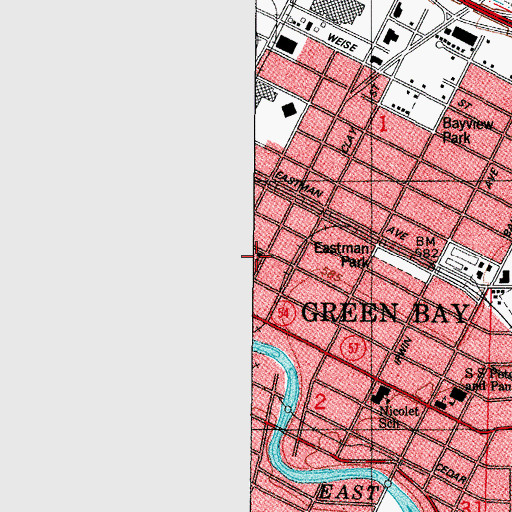 Topographic Map of Blessed Sacrament Roman Catholic Church, WI