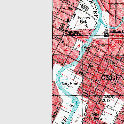 Topographic Map of Cass Street Pumping Station, WI