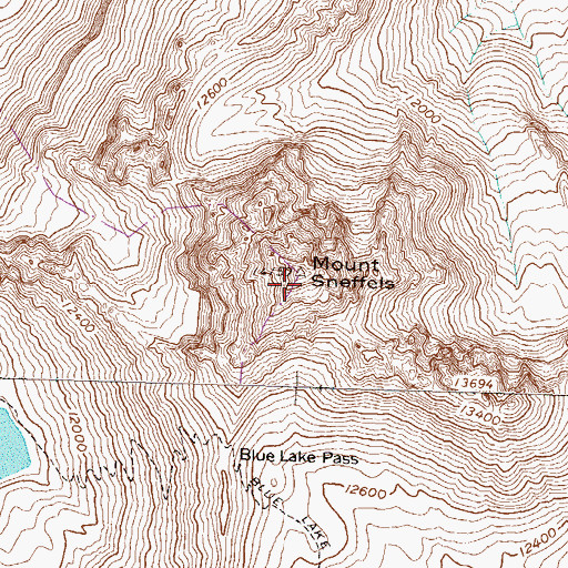 Topographic Map of Mount Sneffels, CO