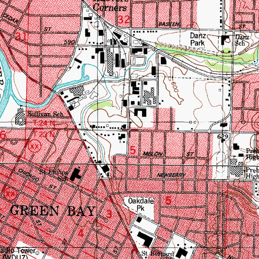 Topographic Map of Fire Station Number 5, WI