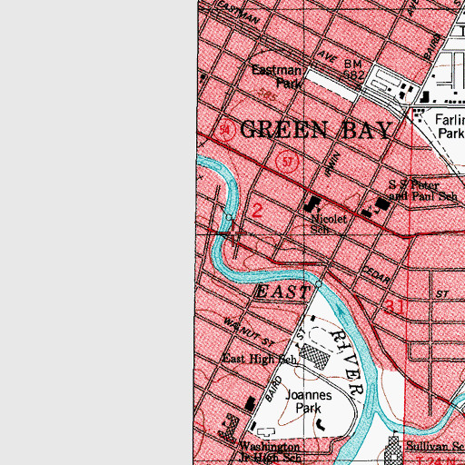 Topographic Map of Green Bay Community Center, WI