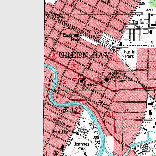 Topographic Map of North Branch Kellogg Public Library, WI