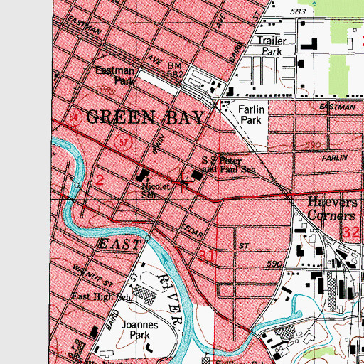 Topographic Map of Saint Peter and Paul Roman Catholic Church, WI