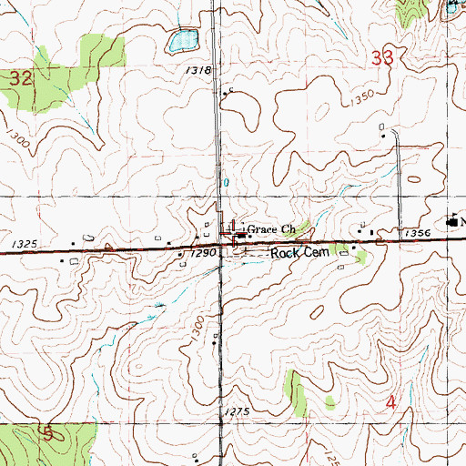 Topographic Map of Grace Lutheran Cemetery, WI