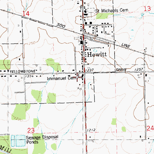 Topographic Map of Immanuel Cemetery, WI