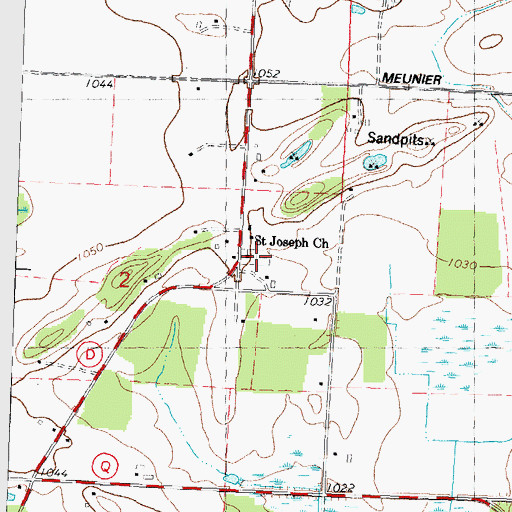 Topographic Map of Saint Josephs Cemetery, WI
