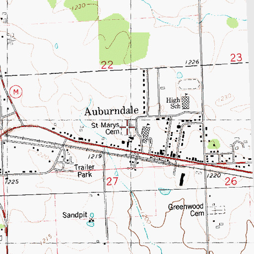 Topographic Map of Saint Marys Cemetery, WI