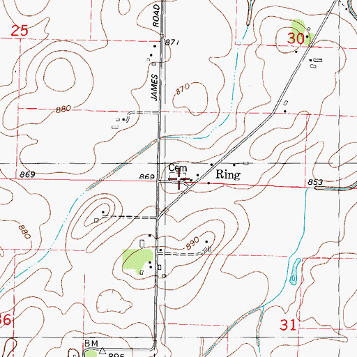 Topographic Map of Bethesda Cemetery, WI