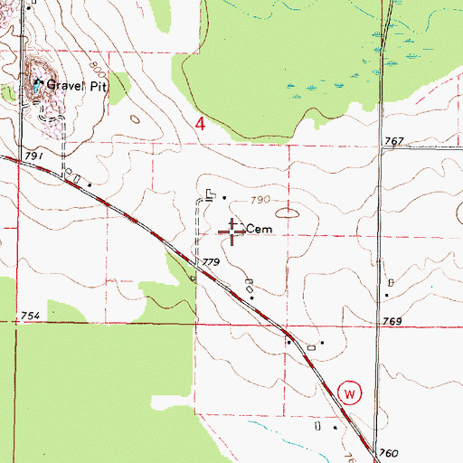 Topographic Map of Saint Johannes Evangelical Lutheran Cemetery, WI