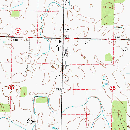 Topographic Map of Saint Johns Lutheran Cemetery, WI