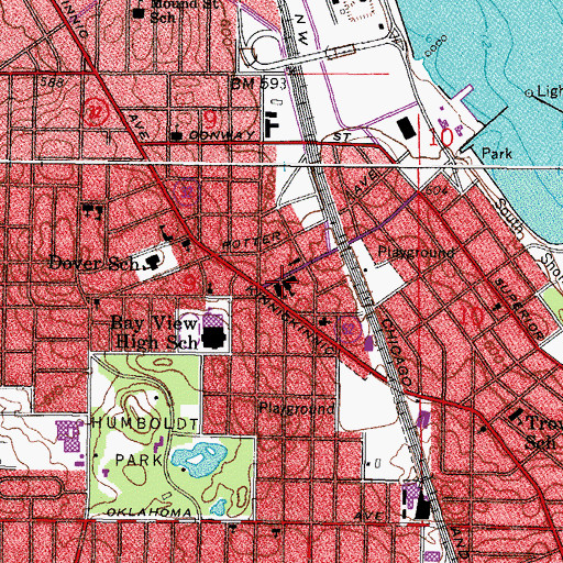 Topographic Map of Immaculate Conception Roman Catholic Church, WI