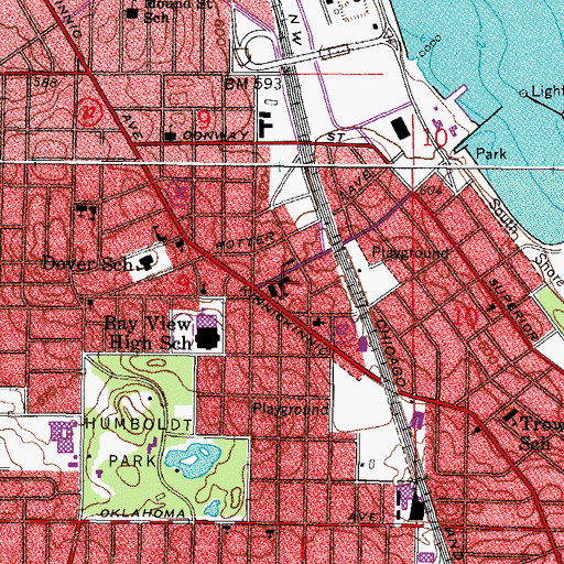 Topographic Map of Immaculate Conception School, WI