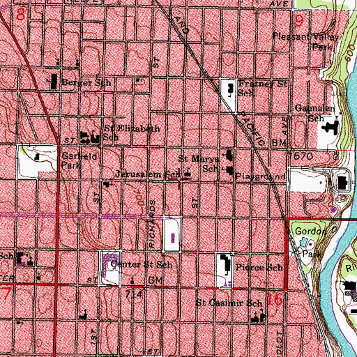 Topographic Map of Jerusalem Evangelical Lutheran Church, WI
