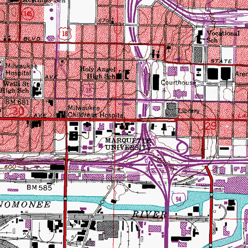 Topographic Map of Johnston Hall, WI