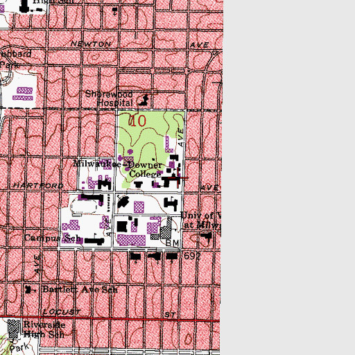 Topographic Map of Johnston Hall, WI