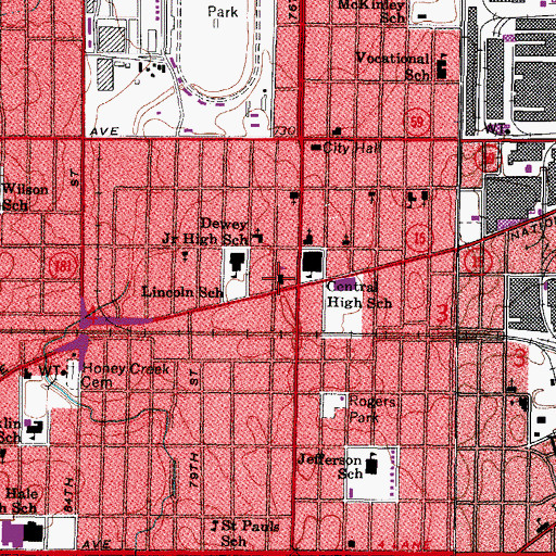 Topographic Map of Jordan Christian Day School (historical), WI