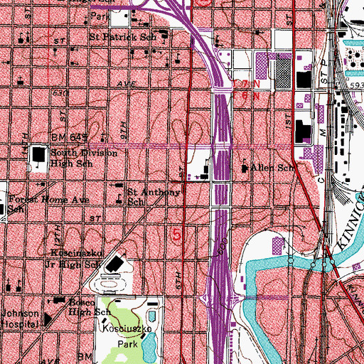 Topographic Map of Juneau Building, WI