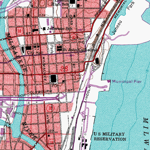 Topographic Map of Juneau Square Office Building, WI