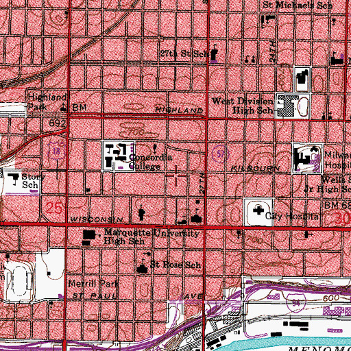Topographic Map of Kilbourn Convalescent Hospital, WI