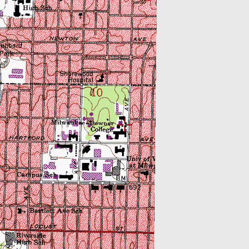 Topographic Map of Kimberly Hall, WI