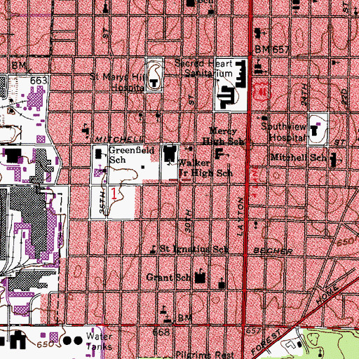 Topographic Map of Kingdom Hall of Jehovahs Witnesses, WI