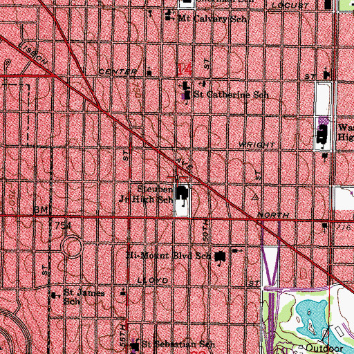 Topographic Map of Kingdom Hall of Jehovahs Witnesses, WI