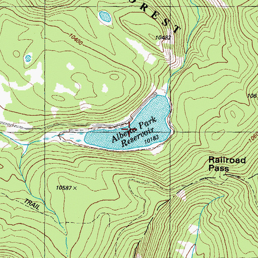 Topographic Map of Alberta Park Reservoir, CO