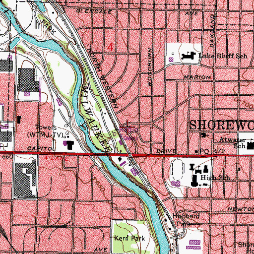 Topographic Map of Kingo Evangelical Lutheran Church, WI