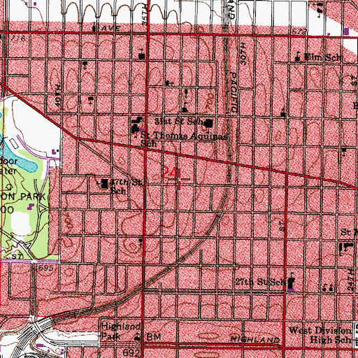 Topographic Map of Kingsley Methodist Church, WI