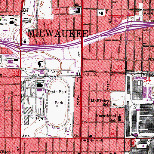 Topographic Map of Kopperud Park, WI