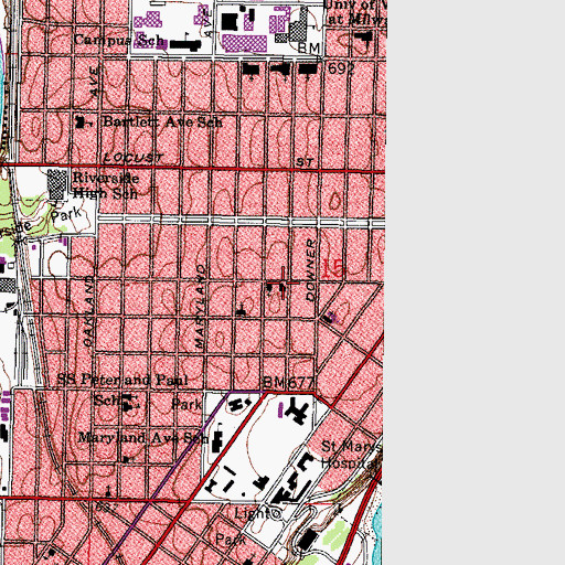 Topographic Map of Lake Park English Evangelical Lutheran Church, WI