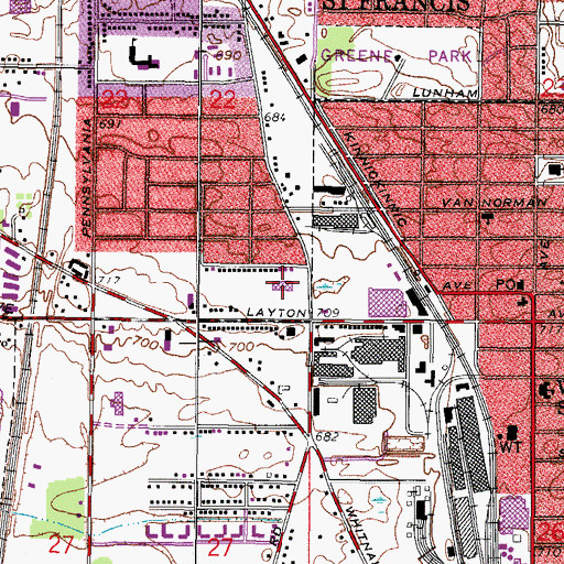 Topographic Map of Layton Mart Shopping Center, WI