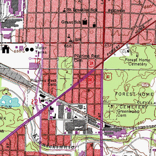 Topographic Map of Layton Park Station Milwaukee Post Office (historical), WI