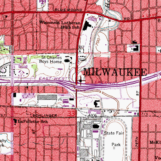 Topographic Map of Ludington Public School, WI