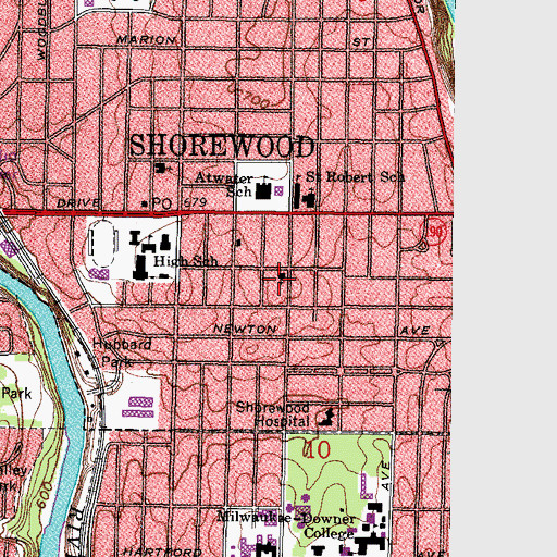 Topographic Map of Luther Memorial Chapel, WI