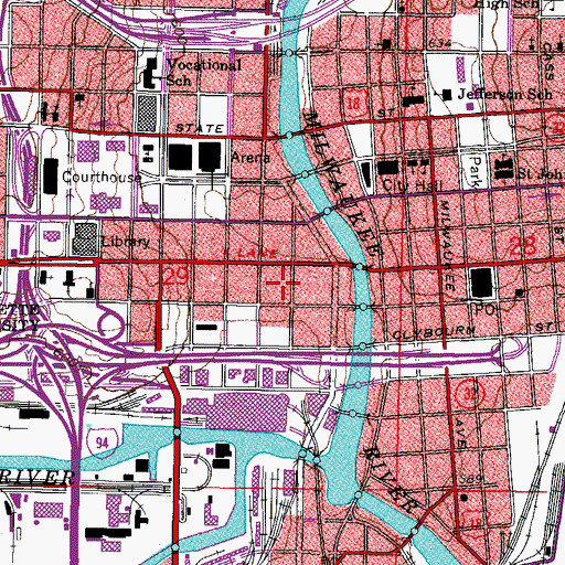 Topographic Map of Madison Building, WI