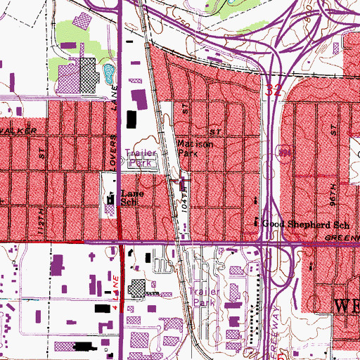 Topographic Map of Madison Elementary School, WI