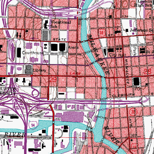 Topographic Map of Majestic Building, WI